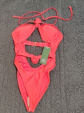 wild fable Bright Red Cutout One-Piece Swimsuit